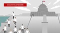 An illustration of lab professionals walking up the steps of Capitol Hill.