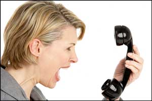 Woman shouting at phone