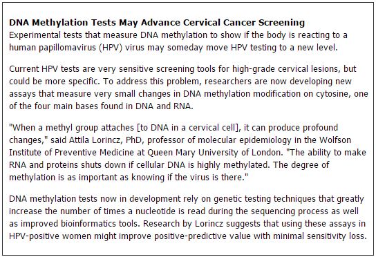 DNA Methylation Tests May Advance Cervical Cancer Screening