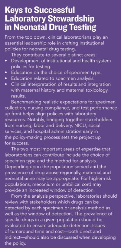 laboratory stewardship in neonatal drug testing sidebar CLN March 2018